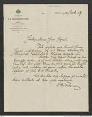 Nachlass Franz Steindachner, Brief von Gustav Stiasny an Franz Steindachner (12.11.1907), Inv.Nr. 516.01, Seite 1
